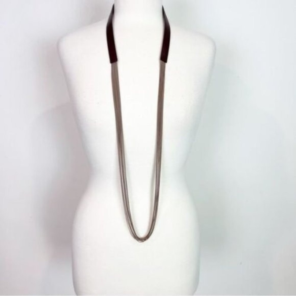 COPY - NWOT Charlie Paige Brown  Leather Chain Wrap Choker